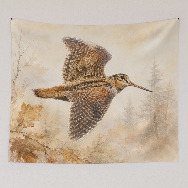 Item preview, Woodcock in Flight  ,  Autumn Woodland Nature Art designed and sold by TammyHunterArt.