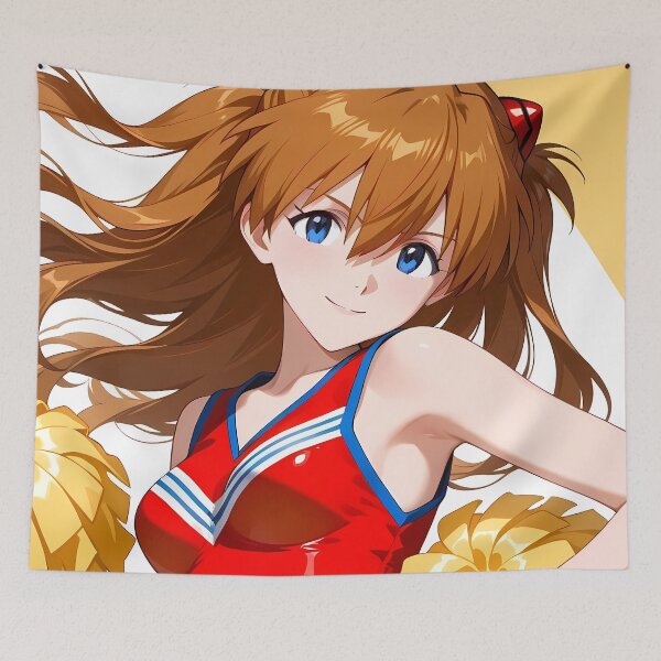 Item preview, Asuka Langley Soryu Neon Genesis Evangelion Cheerleader Closeup designed and sold by MicaheHaffner.
