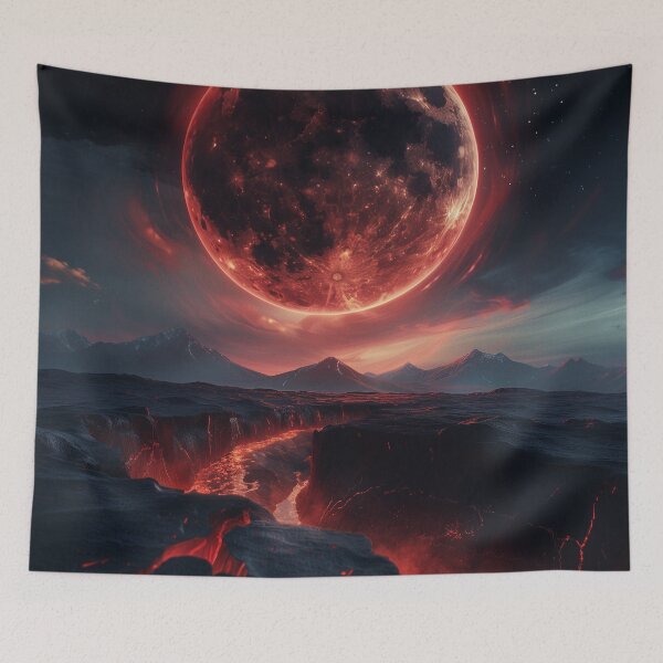 Item preview, Crimson Blood Moon Above Volcanic World designed and sold by QuantumDrift.