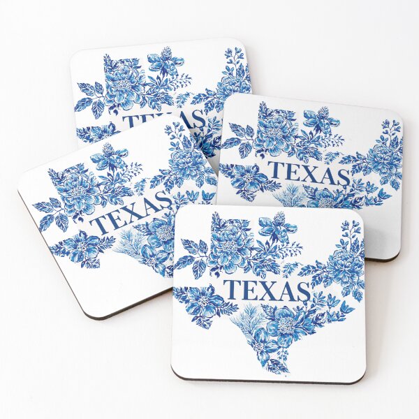 Item preview, Blue & White Floral Texas Map | Preppy Texas Design designed and sold by ThePreppyArtist.