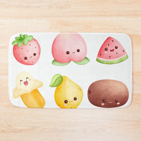 Aperçu de l'œuvre Planche d'autocollants de fruits kawaii mignons | Collection aquarelle fraise, pêche et banane créée et vendue par FestivityFinds.