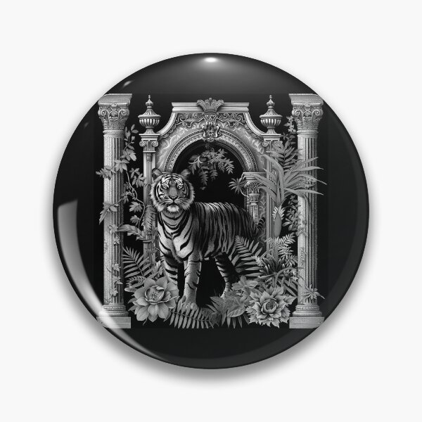Item preview, Black and White Tiger Temple Botanical Art designed and sold by inkoutninja.