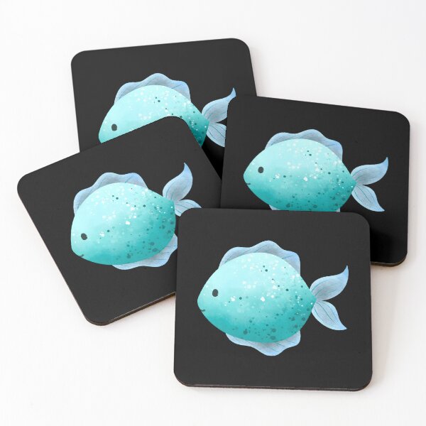Artikelvorschau, Niedlicher Aquarell-Aufkleber mit blauen Fischen aus dem Ozean entworfen und verkauft von FestivityFinds.