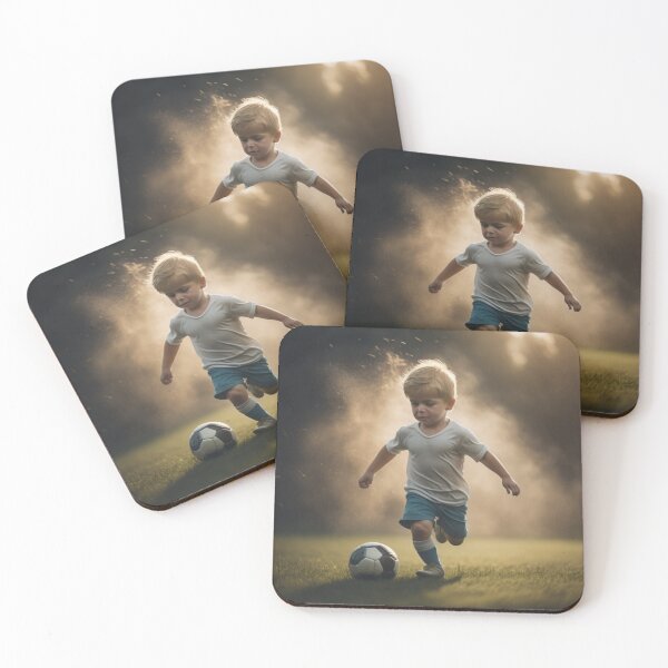 Item preview, Little Blonde Boy Playing Soccer Ball Golden Sunset Light designed and sold by UmSkelig834.