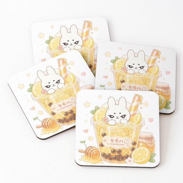 Item preview, Kawaii Honey Lemon Bunny Boba designed and sold by kokoriiland.