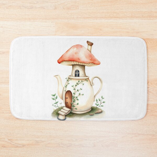 Item preview, Whimsical Watercolor Teapot Mushroom Fairy House designed and sold by Vida e Arte.
