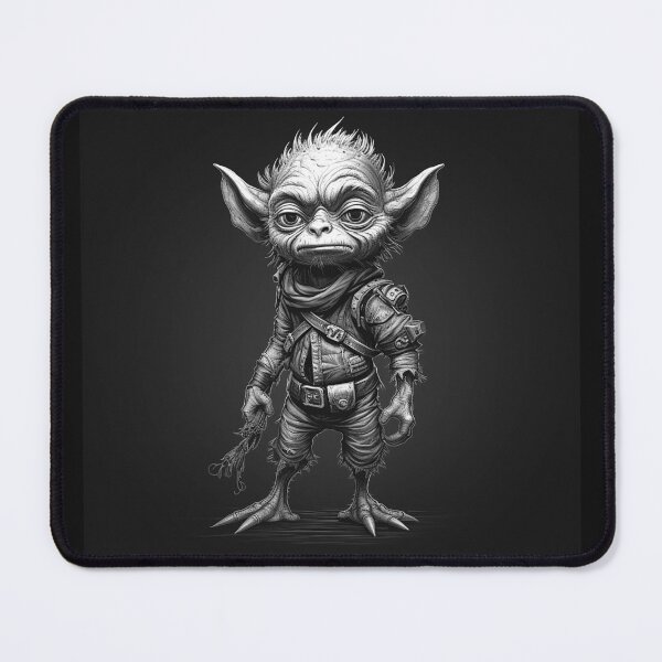 Item preview, Black and White Goblin Warrior Fantasy Character Art designed and sold by inkoutninja.