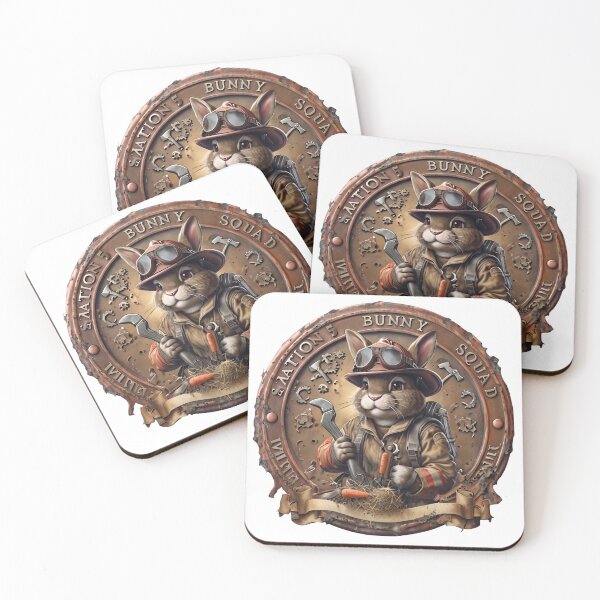 Item preview, Firefighter Bunny Mom Division Steampunk Badge designed and sold by PawsRetroStudio.