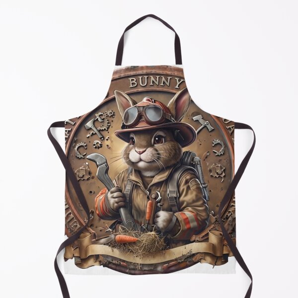 Item preview, Firefighter Bunny Mom Division Steampunk Badge designed and sold by PawsRetroStudio.