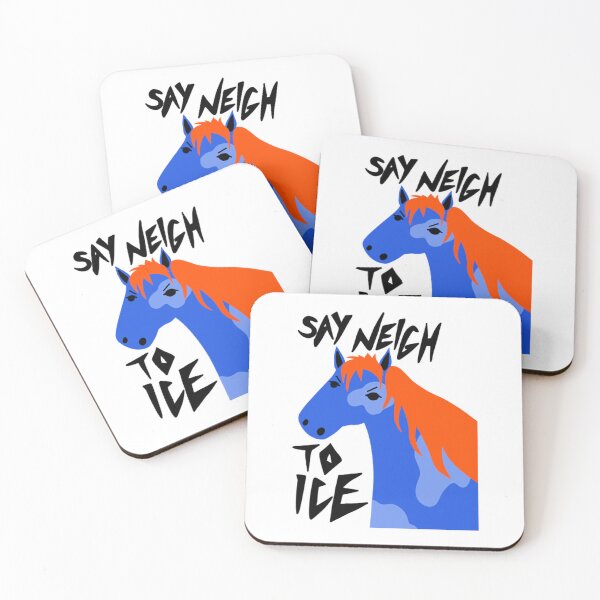 Item preview, Say Neigh To ICE Funny Pun Blue Horse Portrait Art designed and sold by Thelovesomedove.