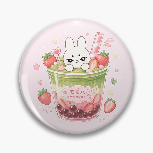 Item preview, Kawaii Strawberry Matcha Bunny Boba designed and sold by kokoriiland.