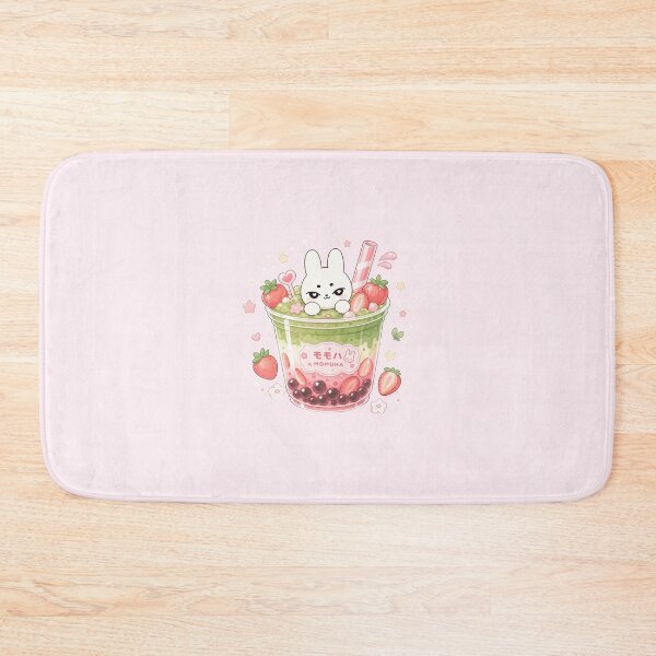 Item preview, Kawaii Strawberry Matcha Bunny Boba designed and sold by kokoriiland.