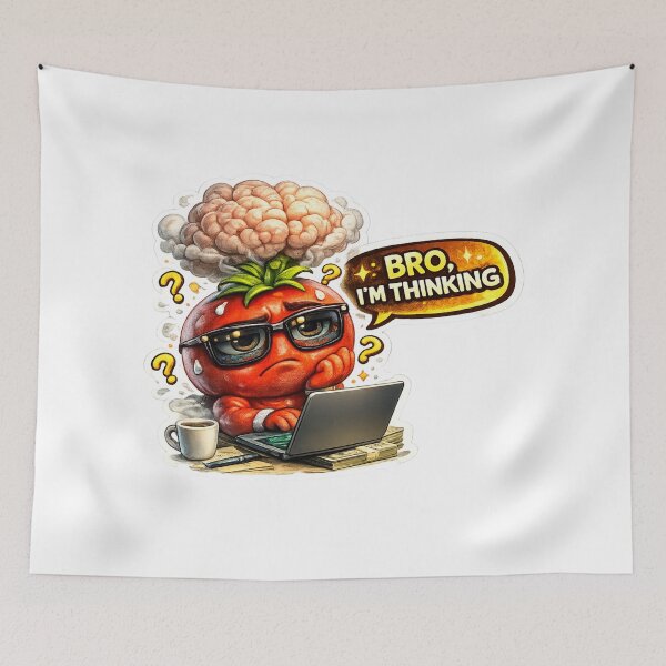 Item preview, Bro Im Thinking Funny Tomato Brain Overthinking Meme designed and sold by Bhinfy.