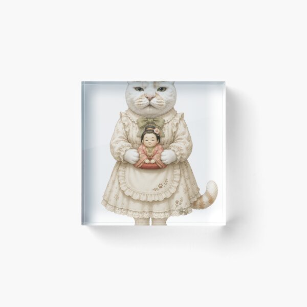 Item preview, Vintage Dress Cat with Retro Otafuku Doll designed and sold by Komatoya.