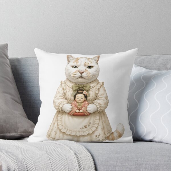 Item preview, Vintage Dress Cat with Retro Otafuku Doll designed and sold by Komatoya.