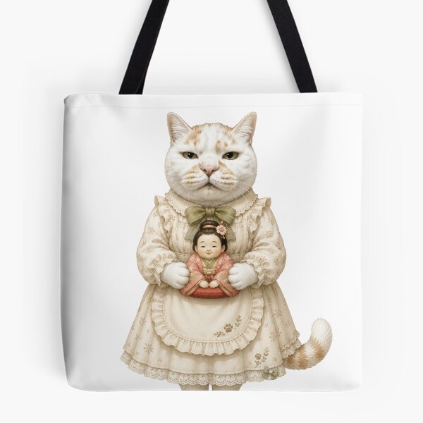 Item preview, Vintage Dress Cat with Retro Otafuku Doll designed and sold by Komatoya.