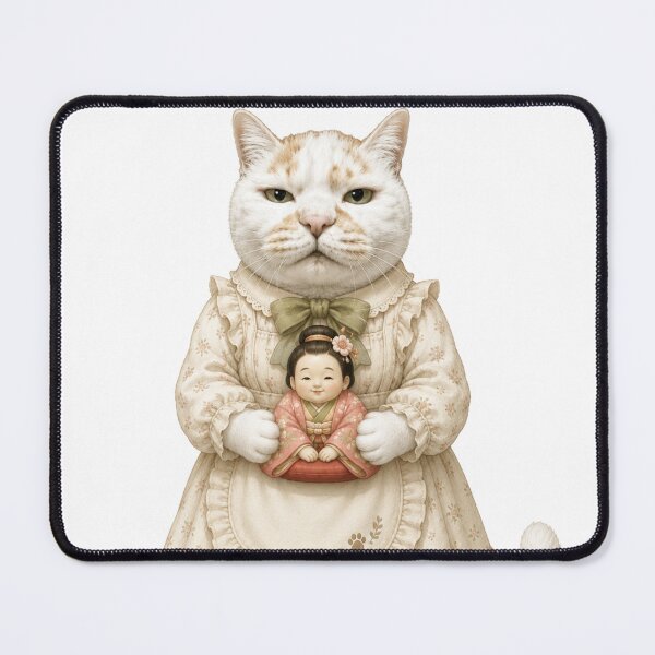 Item preview, Vintage Dress Cat with Retro Otafuku Doll designed and sold by Komatoya.