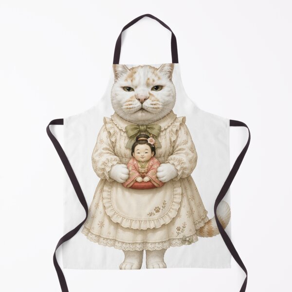 Item preview, Vintage Dress Cat with Retro Otafuku Doll designed and sold by Komatoya.