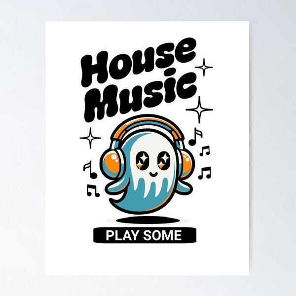 Item preview, HOUSE MUSIC - Headphone Ghost (Black) designed and sold by Discothreadz.