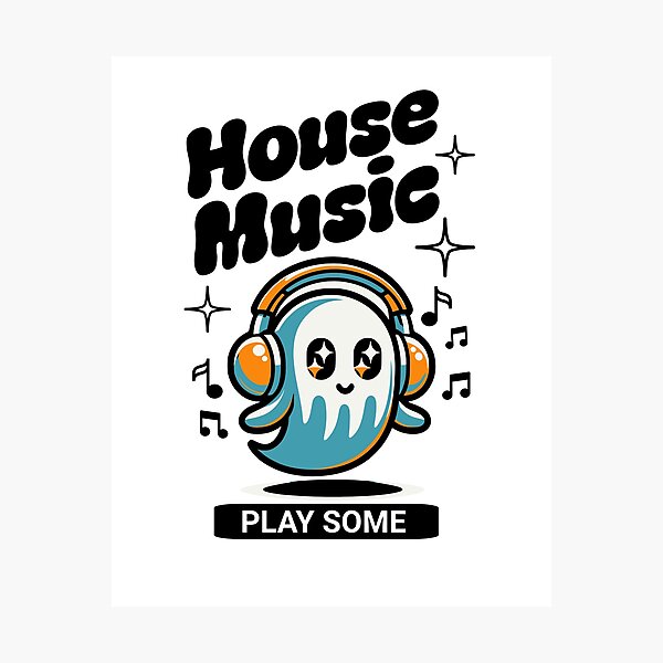 Item preview, HOUSE MUSIC - Headphone Ghost (Black)  designed and sold by Discothreadz.