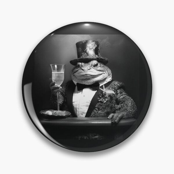 Item preview, Black and White Gentleman Toad with Wine Art designed and sold by inkoutninja.