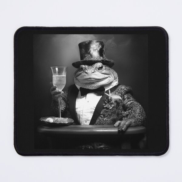 Item preview, Black and White Gentleman Toad with Wine Art designed and sold by inkoutninja.