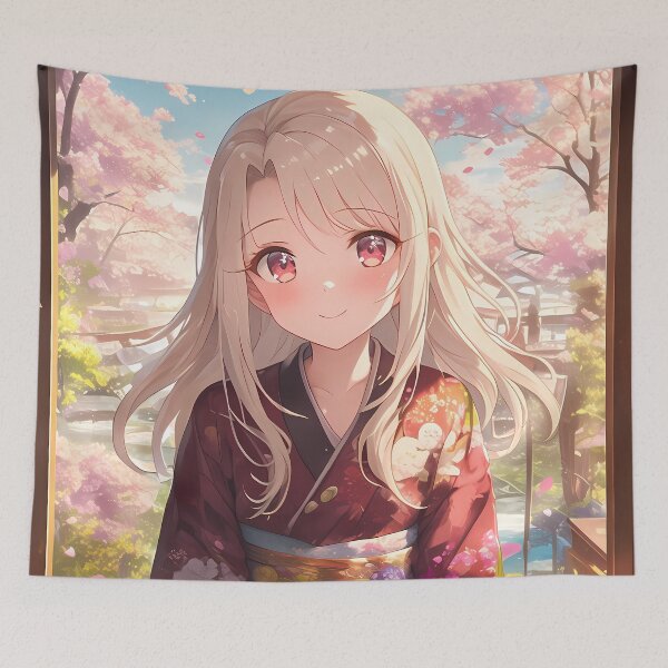 Item preview, Illyasviel von Einzbern Fate Stay Night Sakura Kimono Smile designed and sold by earlobejerk.