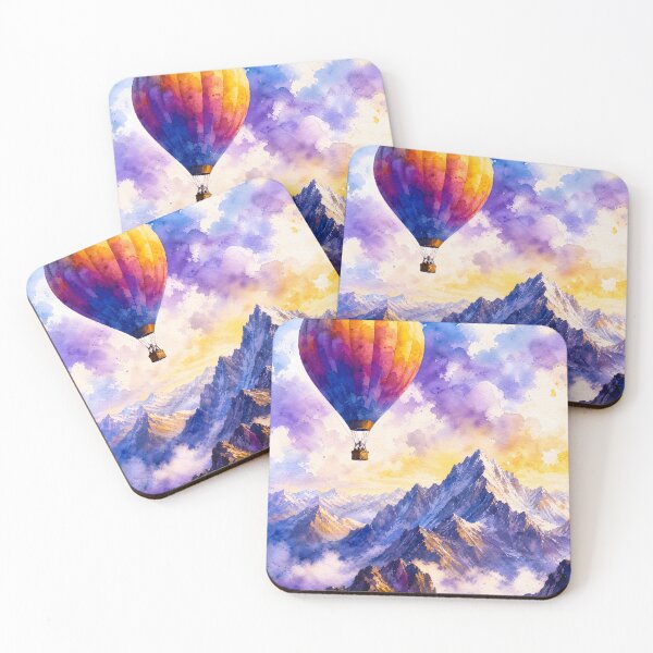 Item preview, Watercolor Hot Air Balloon Mountain Landscape designed and sold by LuisWorks.