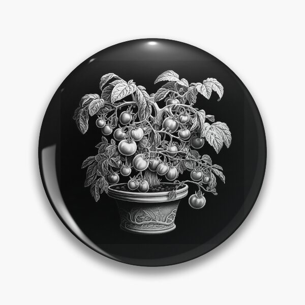Item preview, Black and White Potted Tomato Plant Botanical Art designed and sold by inkoutninja.