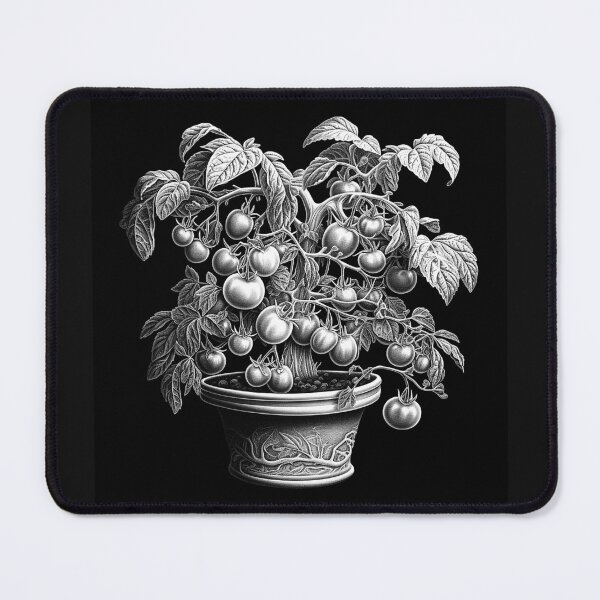 Item preview, Black and White Potted Tomato Plant Botanical Art designed and sold by inkoutninja.