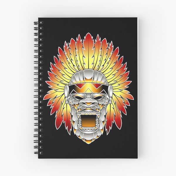 Item preview, Roaring Metallic Gorilla Wearing Feather Headdress designed and sold by Lexkon Liu's art.