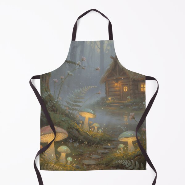 Item preview, Enchanted Forest Cottage Fantasy Art Glowing Mushrooms Cozy Fairycore Landscape designed and sold by cr6zym1nd.