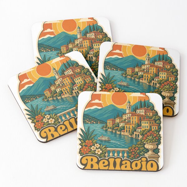 Artikelvorschau, Bellagio Italien Reisesouvenir – Retro-Illustration entworfen und verkauft von VisualArtsOasis.
