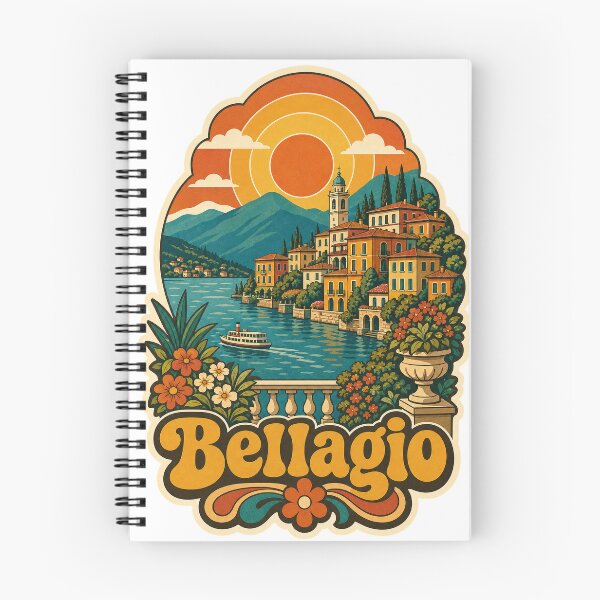 Item preview, Bellagio Italy Travel Souvenir - Retro Illustration designed and sold by VisualArtsOasis.