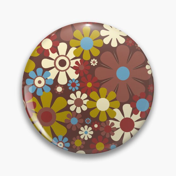 Item preview, Groovy Retro 60s 70s Floral Pattern Brown Moss Blue designed and sold by kierkegaard.