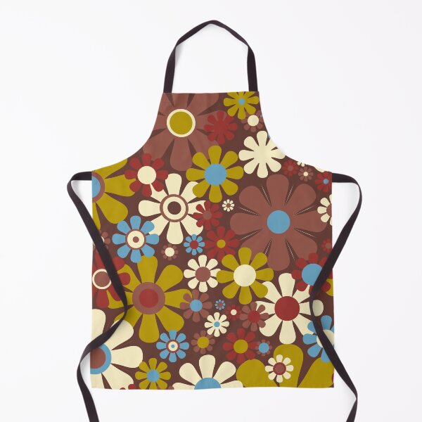 Item preview, Groovy Retro 60s 70s Floral Pattern Brown Moss Blue designed and sold by kierkegaard.