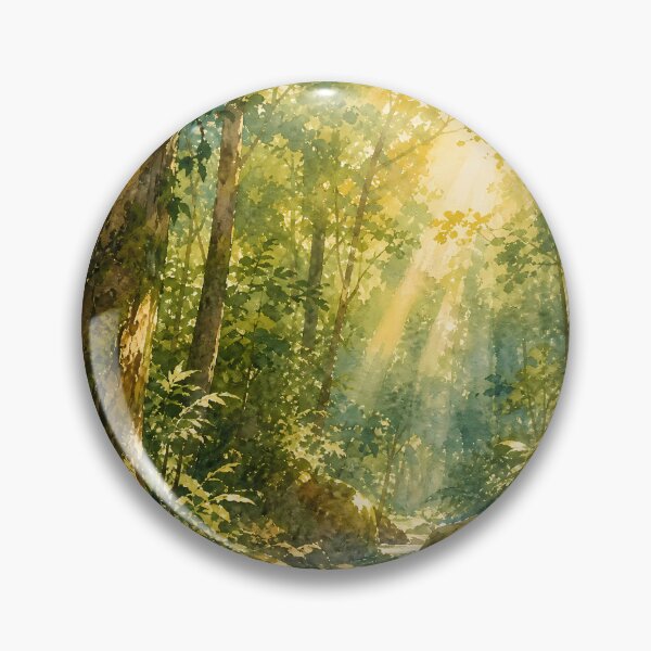 Item preview, Watercolor Sunlit Forest Stream Landscape designed and sold by LuisWorks.