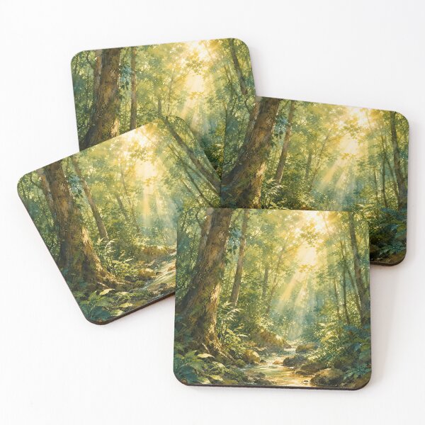 Item preview, Watercolor Sunlit Forest Stream Landscape designed and sold by LuisWorks.