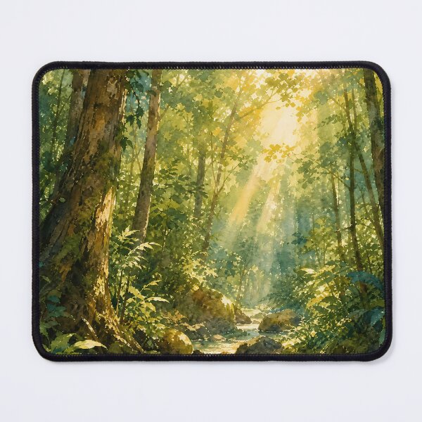 Item preview, Watercolor Sunlit Forest Stream Landscape designed and sold by LuisWorks.