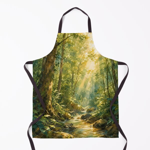Item preview, Watercolor Sunlit Forest Stream Landscape designed and sold by LuisWorks.
