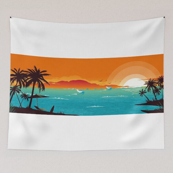 Item preview, Tropical Palm Trees On Sunset Beach designed and sold by Lexkon Liu's art.