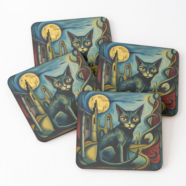 Item preview, Aloof blue surreal cat designed and sold by Cathedral of Curiosity.