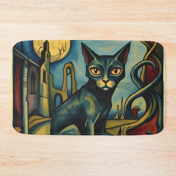 Item preview, Aloof blue surreal cat designed and sold by Cathedral of Curiosity.