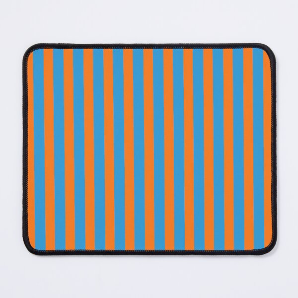 Item preview, Ultra Fine Stripe Narrow Vertical Pinstripe Pattern in Tangerine Orange and Cerulean Blue designed and sold by kierkegaard.