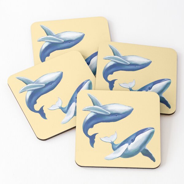 Item preview, Two Cute Humpback Whales Jumping and Swimming Drawing designed and sold by Deep Descent.