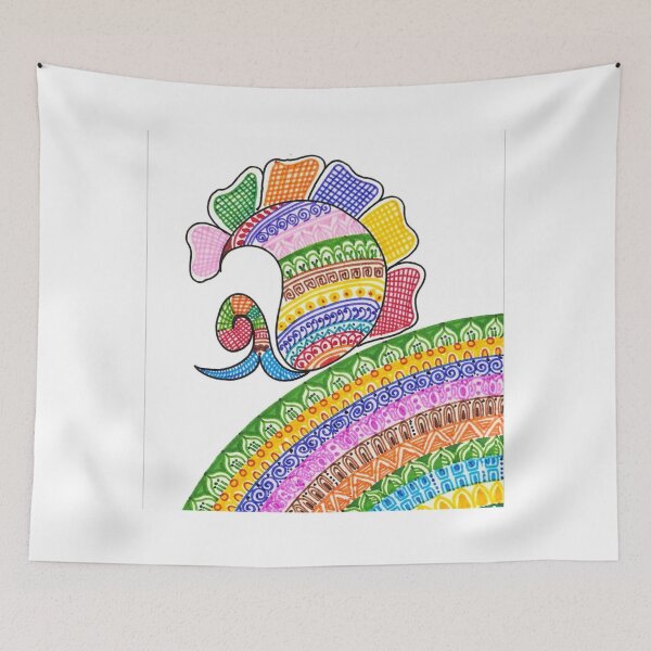 Item preview, Colorful Mandala Peacock Folk Art Illustration designed and sold by Monishgoud.