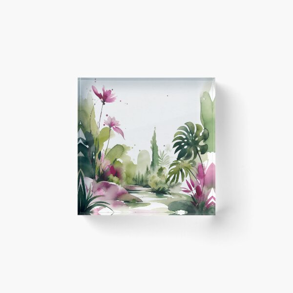 Item preview, Watercolor Tropical Pink Flowers Botanical Art designed and sold by LuisWorks.