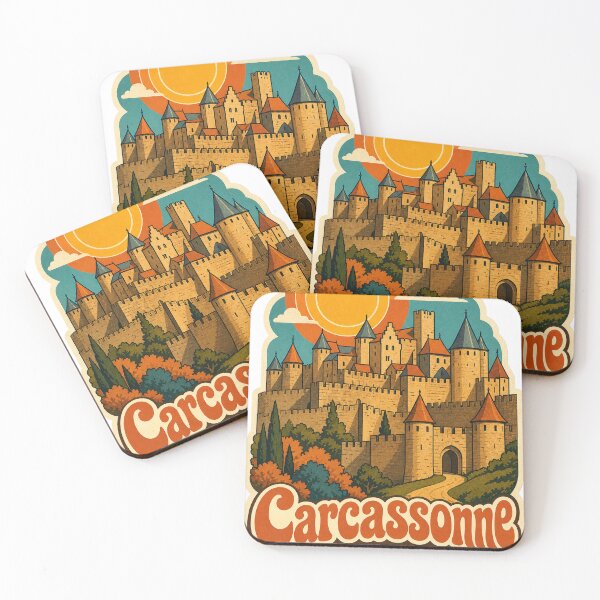 Item preview, Carcassonne France Travel Souvenir - Retro Illustration designed and sold by VisualArtsOasis.