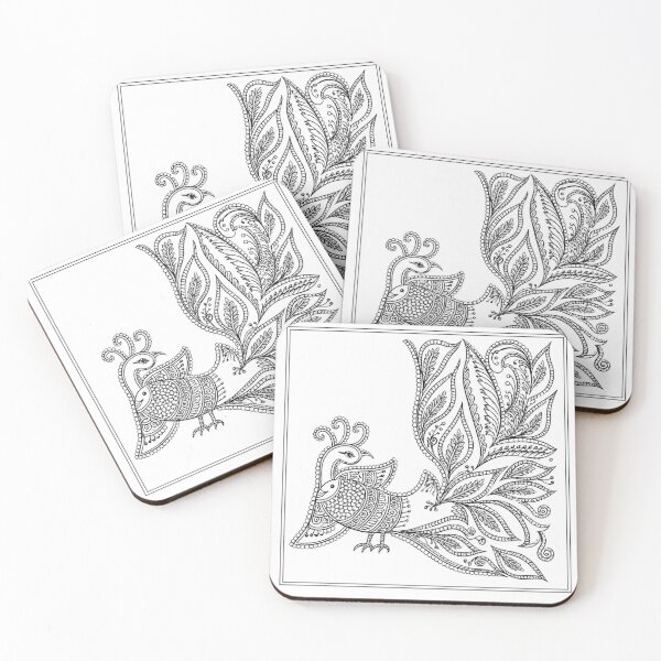 Item preview, Ornamental Bird Paisley Line Art designed and sold by Monishgoud.