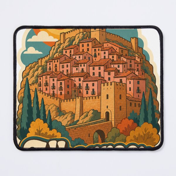 Item preview, Albarracin Spain Travel Souvenir - Retro Illustration designed and sold by VisualArtsOasis.